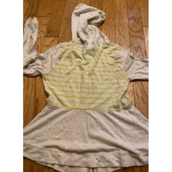 Saturday Sunday Women's yellow Striped beige Hooded Zip-Up Jacket Size Medium - Picture 7 of 10
